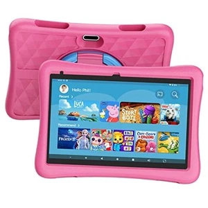 Kids Tablet, 10 inch HD Android 12 Toddler Tablets, Quad Core 1.8Ghz, 2GB Pink - Picture 1 of 7