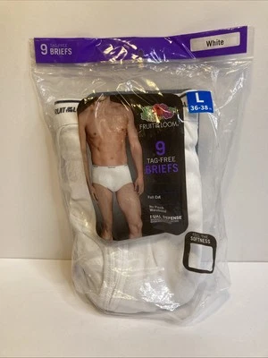 Fruit of the Loom SV9P760 Men's Large Underwear, White - 9 Pack - Image 1 of 2