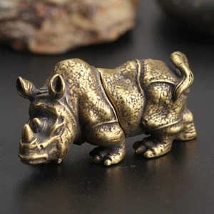 Geschenk Nashorn Verzierung Handwerk Lebendig Anzeige Miniatur Antik Neu - Bild 1 von 9
