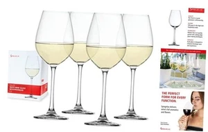 Salute Set of 4, European-Made Lead-Free Crystal, Classic White Wine Glasses - Picture 1 of 7