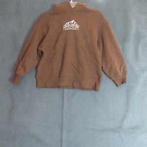 Zara Sweatshirt Girl Sz 11-12 Brown Adventure Graphic Hoodie Logo Explore Hiking - Picture 1 of 9