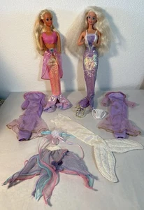 Muñecas Barbie Sirena De Colección; 1991 Oropel Pelo y 1995 Pelo Prensado, Lote 2 y Ropa - Imagen 1 de 19