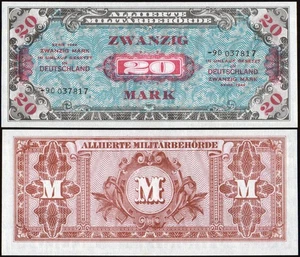 GERMANY 20 Mark 1944 P-195 Allied Military WWII UNC - Picture 1 of 1