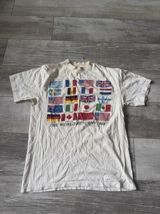 Vintage 80s Single Stitch T Shirt Mens Medium White Olympics Los Angeles 1984 - Photo 1/10