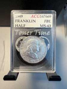 1949-D FRANKLIN HALF DOLLAR 1984 Accugrade Vintage Holder MS 63 FBL Free Ship - Picture 1 of 4