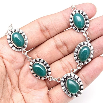 Collar Joyería Hecho a Mano Día de la Madre Piedras Preciosas de Ónix Verde 20 pulgadas Foto 1 de 4