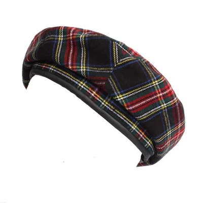 Wool Beret Hat Tartan Check with Leather Sweatband for Men Women Classic - Image 1 of 4