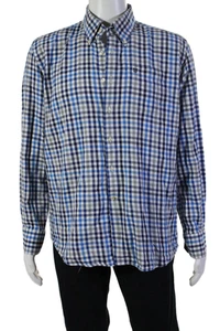 Barbour Mens Plaid Regular Fit Button Down Dress Shirt Blue White Size Medium - Picture 1 of 5