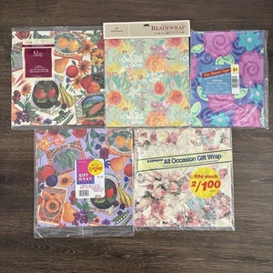 Lote de 5 hojas envolventes de regalo vintage sello floral fruta todas las ocasiones - Imagen 1 de 11