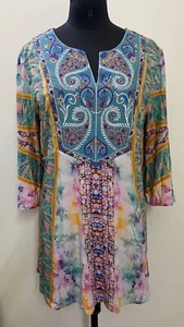 Soft Surroundings Boho Women FIFI Embroidered Bell Sleeves Tunic M - Picture 1 of 6