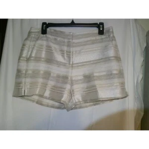 White House Black Market Cream Striped Textured Dressy Shorts Elegant Summer - Picture 1 of 3