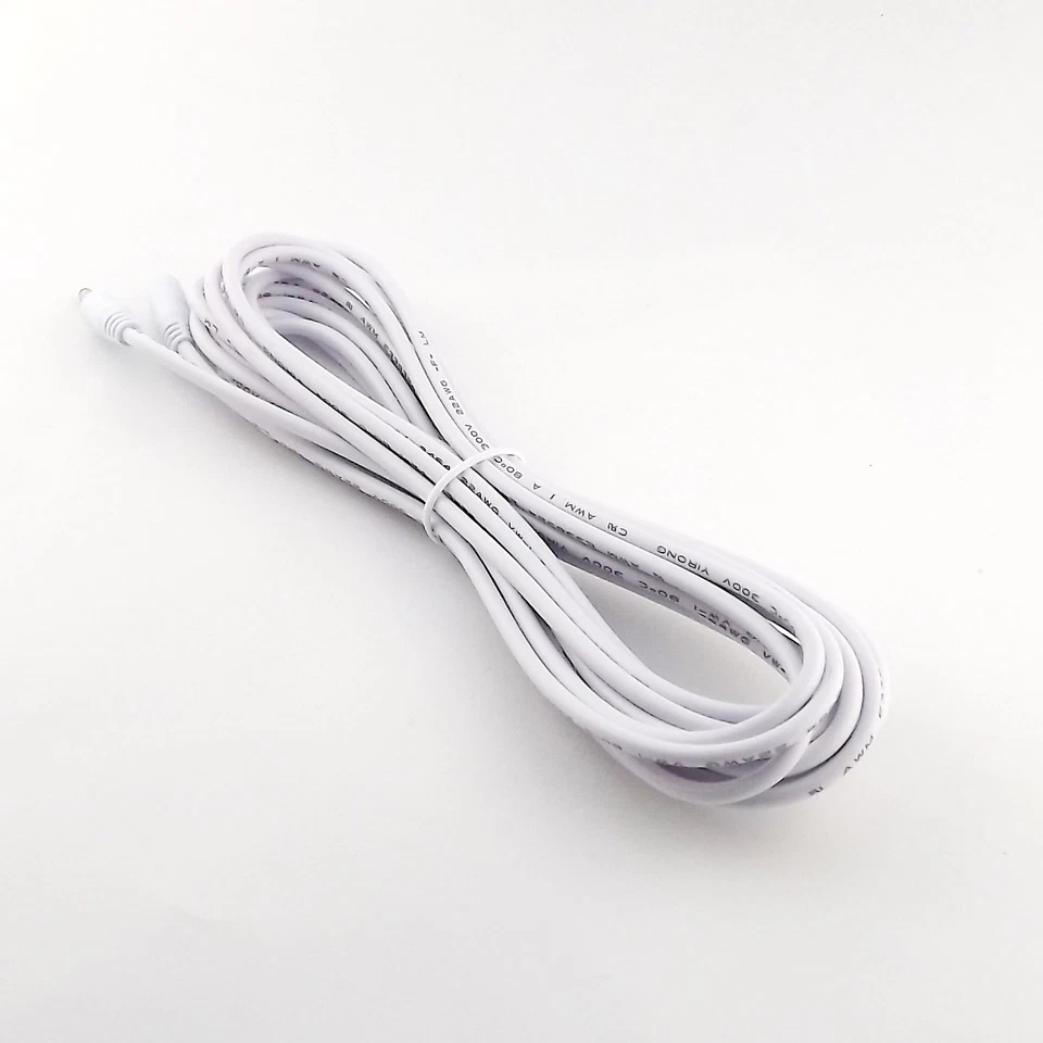 5m White DC Power 3.5mm x 1.35mm Female to Male Camera Extension Adapter Cable - Image 1 of 1