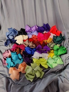 40 New Hair Bow Lot Multiple Colors  - Picture 1 of 5