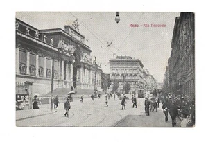 ROMA VIA NAZIONALE ANNO 1922 CARTOLINA VIAGGIATA ANIMATA FP - Picture 1 of 2