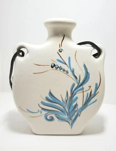 Signed BROR-HAIL Israeli Hanging Flask Art Pottery Leather Strings Hanger Decor - Picture 1 of 12