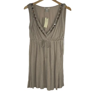 VERTIGO PARIS Dress Mini V Neck Beads Sleeveless Women Large NEW Sexy Party - Picture 1 of 6