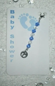 1 Handmade Baby Shower / Baby Boy Crystal Clip Charm Party Bag Filler / Favour - Picture 1 of 4