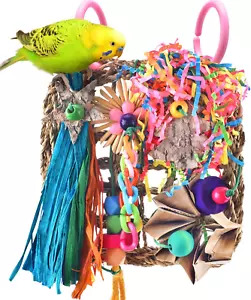 Conure Toys, Bird Grass Mat Foraging Wall Toy Parrot Climbing Hammock with Color - Picture 1 of 7