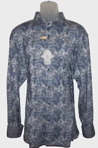 Camisa Visconti Manga Larga GRANDE 2X Cómoda Elastizada Azul Abstracta Multi Estampado Nueva con Etiquetas - Imagen 1 de 8