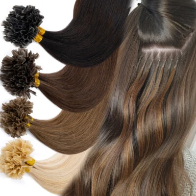 CLEARANCE U Nail Tip Remy Human Hair Extensions Pre Bonded Keratin 1G 0.5G THICK - Image 1 of 4