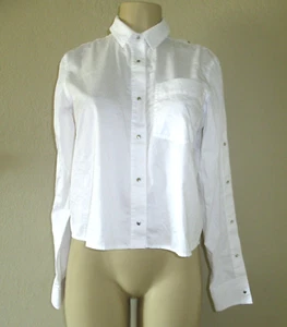 T by Alexander Wang WHITE snaps LONG SLEEVE SHIRT BLOUSE size 2 S - Picture 1 of 4
