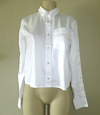 CAMISA BLUSA MANGA LARGA T by Alexander Wang BLANCA broches a presión talla 2 S Foto 1 de 4