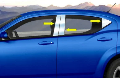 Moldura de poste de pilar de acero inoxidable 6 piezas Dodge Avenger 2008-2014 Foto 1 de 1