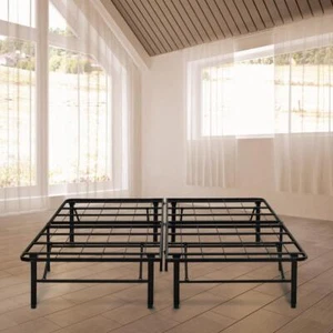 Queen Platform Bed Frame Heavy Duty Steel 14-in Easy Set-up Black Finish Bedroom - Picture 1 of 10