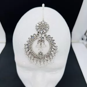 Kundan Silvertone Ethnic TIKKA Head Piece Maang Tikka Wedding Jewelry NEW - Picture 1 of 3