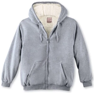 Gray Ultra Soft Sherpa Lined Zip-Up Hooded Sweatshirt - Picture 1 of 2
