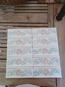 10 pieces - Decorative Ceramic Tile - rectangle FLORAL made in Italy - Picture 1 of 14