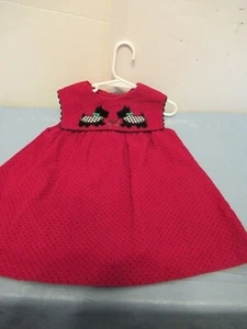 P15 Size 3T Red and Black dot Square Collar Dress Scottie Dogs By Samara - Picture 1 of 8