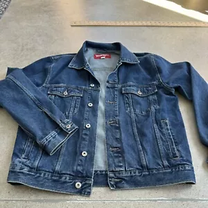 Giacca da camionista vintage Wrangler Hero da uomo taglia Med blu denim anni '90 lavaggio medio - Foto 1 di 13
