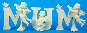 Alphabet Letters Angel Cherub with Glitter- Total Word - MUM (3 letters) - Picture 1 of 4