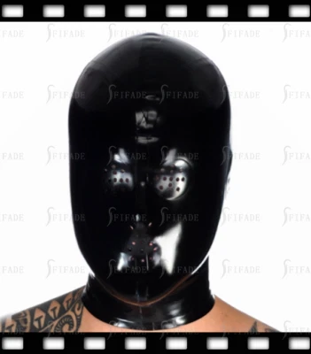 Latex Hoods Masks Tiny Holes Fly Eyes Hoods Cosplay Black Customized 0.4 A9 - Image 1 of 4