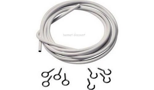 Cable de cable de cortina de red de ventana blanco de 3 metros con 16 ganchos y ojos  Foto 1 de 1