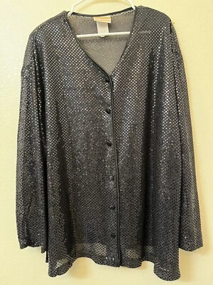 Chaqueta de lentejuelas negra vintage Anthony Mark Hankins para mujer talla 22 Foto 1 de 4