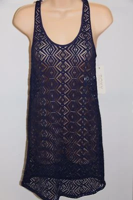 Nuevo con etiquetas Traje de baño Roxy Bikini Cubrir Túnica Tank8 Vestido Talla L PSS0 Púrpura Crochet Foto 1 de 4