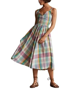 NUEVO CON ETIQUETAS POLO RALPH LAUREN Vestido Midi Madras Cuadros Volantes Talla 8-$248 - Imagen 1 de 8