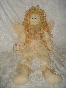 27" Acolchado Tesoros Estilo Vintage Navidad Ángel Trapo Muñeca Con Pelo Rafia - Imagen 1 de 12