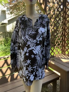 liz claiborne Swimsuit Coverup Women’s S Brown White Tropical Floral Cotton - Picture 1 of 1