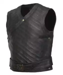 Herren Uthred The Last Kingdom Vintage Krieger Lederweste Cosplay Jacke - Bild 1 von 8