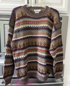 Vintage 100% Alpaka Pullover Herren Large Peru handgestrickt Fair Isle Nordic Opa " - Bild 1 von 13