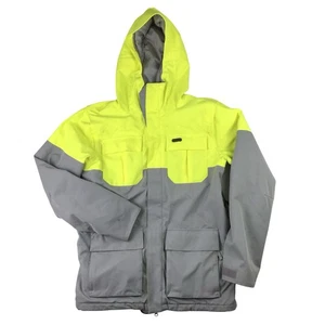 Voclom Mens Medium Yellow Gray Full Zip Hooded Insulated Ski Snowboard Jacket - Picture 1 of 7