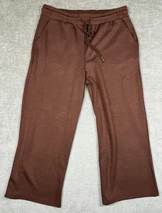 SCOOP Scuba Knit Pants Sz L Wide Leg Drawstring Waist Root Beer Rust Lounge Crop - Picture 1 of 8