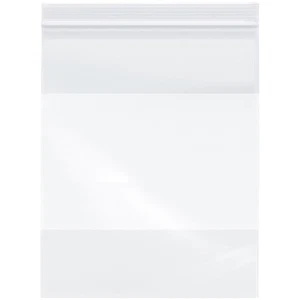 Bolsas de plástico Plymor 8" x 10", 4 mil con cierre de cremallera de bloque blanco resistente - Imagen 1 de 2