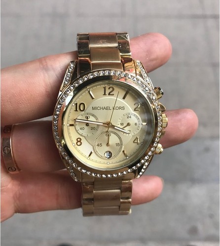Orologio Michael Kors MK5166 Blair Glitz Cristalli Tono Oro Acciaio Inox Nuovo con etichette