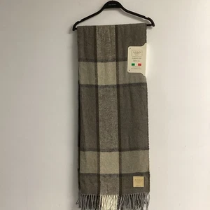 NIDO NOTTE ITALIA Brown ,Beige,Ivory,Gray￼Tartan Plaid 51 x 67" Throw Blanket - Picture 1 of 6