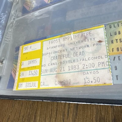 Boleto original GRATEFUL DEAD Frost Amphitheater Stanford - 21 de agosto de 1983 Foto 1 de 2