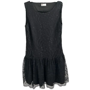RED Valentino Black Lace Drop Waist Sleeveless Cocktail Dress Women's Sz S - Picture 1 of 7